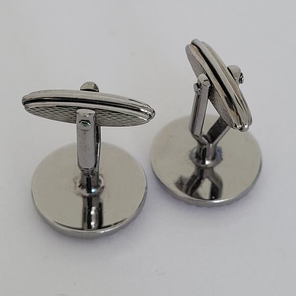 Dunhill D Cufflinks Silver Gold Tone Logo Round Designer Logo Vintage Geometric - Picture 4 of 7